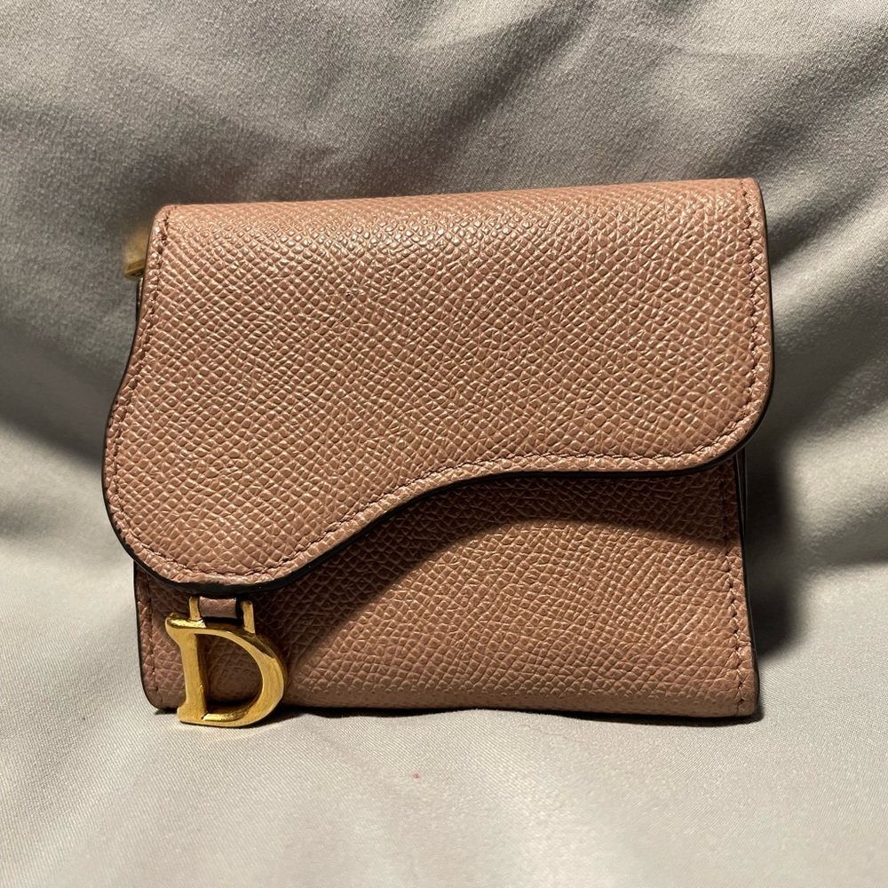 Dior Tan Leather Wallet with Gold Accent